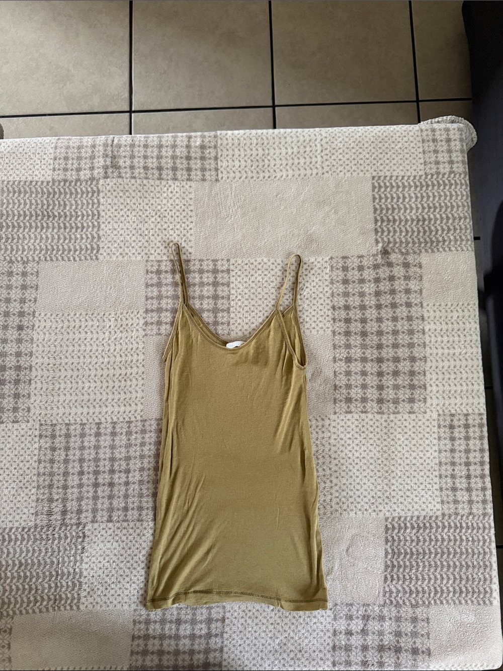 Zara Olive Thin-Strap Ribbed Camisole